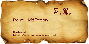 Pohr Márton névjegykártya